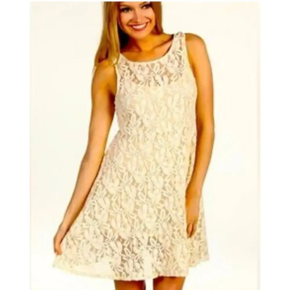 Free People Miles of Lace Tank Dress  Lined SP Romantic Fairy Whimsy Festival - Picture 2 of 9